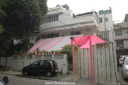 Kothi covered with Pink and White Fabric